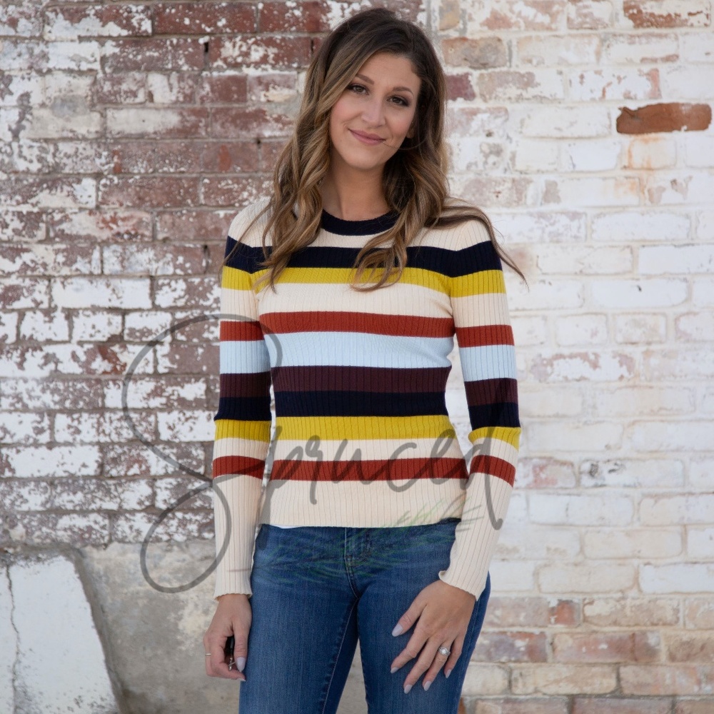 Color Block Ribbed Long Sleeve